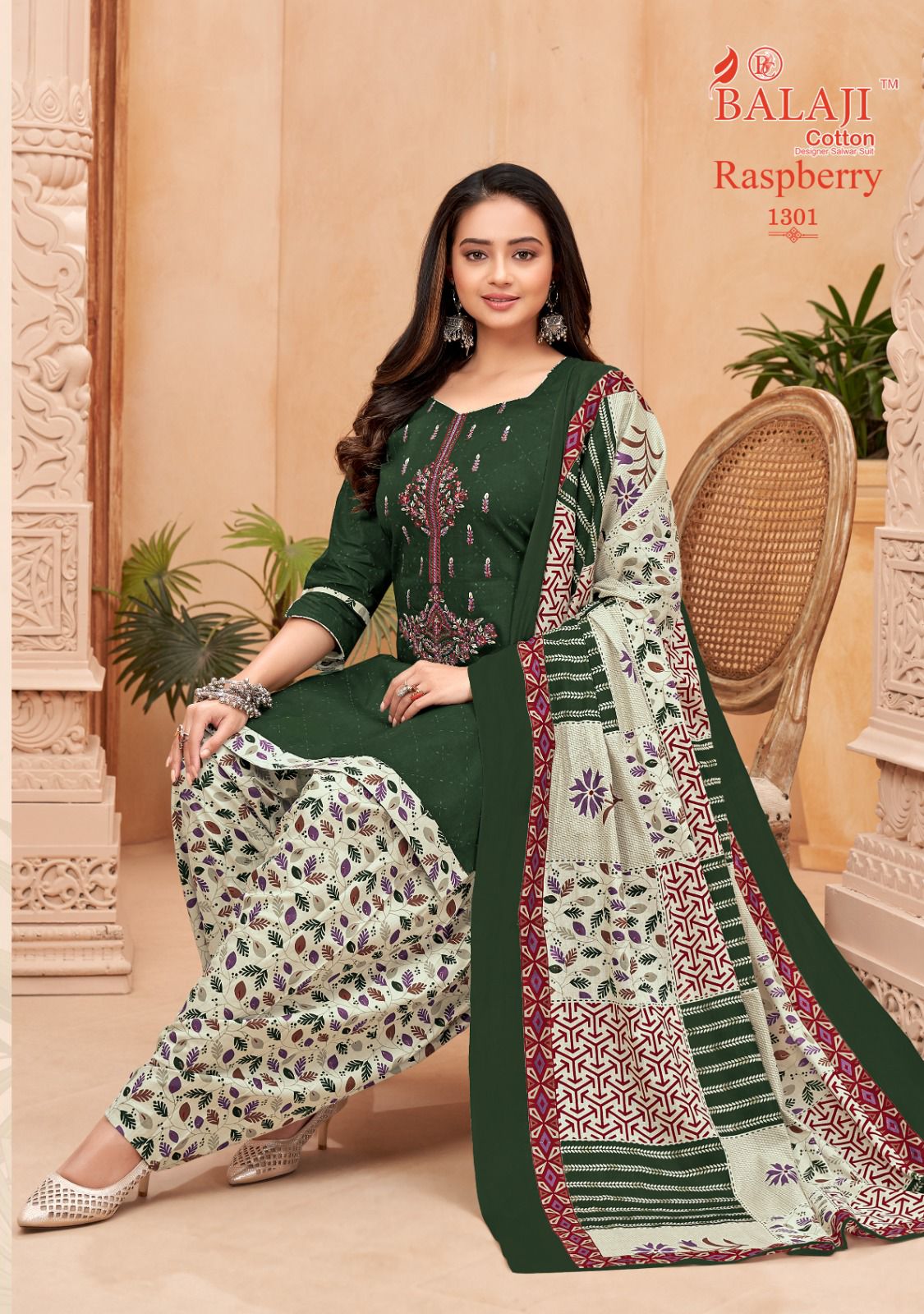 Balaji Raspberry Vol 13 Embroidery Cotton Dress Material
